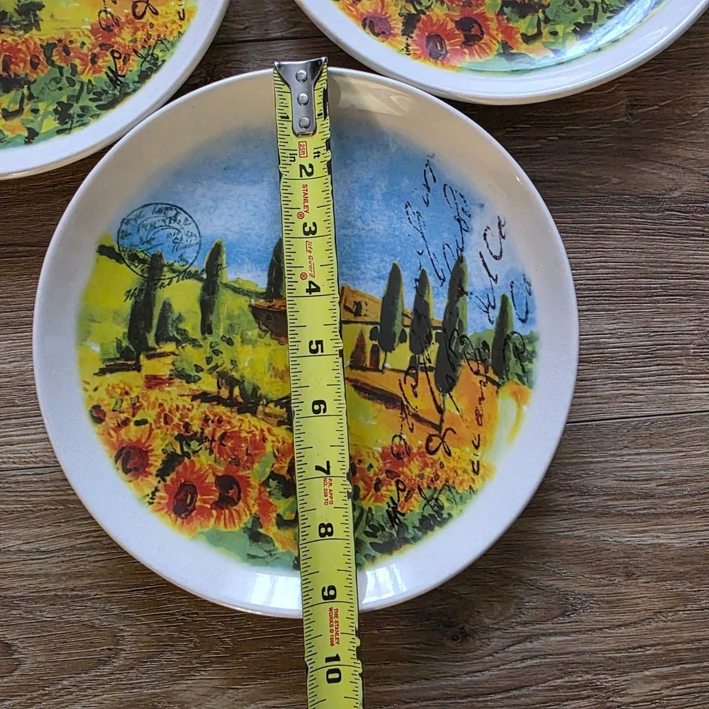 Ceramisia Italian Salad Dessert Decor Plate Tuscan Landscape Mediterranean Art